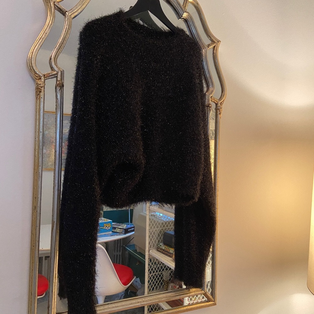 Isabel Marant Black Metallic Mock Neck Long Sleeve Sweater